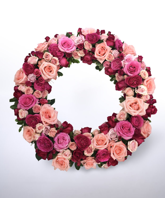 Peach & Pink Funeral Wreath