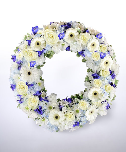 Blue & White Funeral Wreath