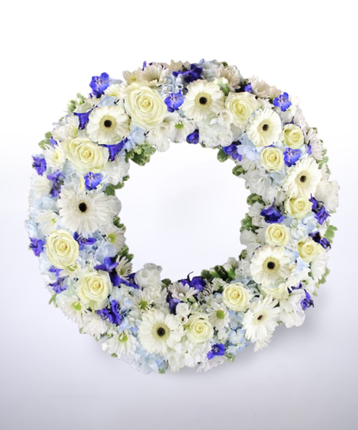 Blue & White Funeral Wreath