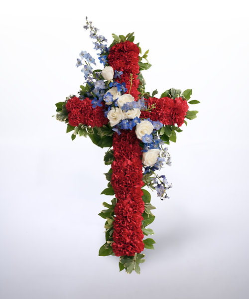 Red, White, Blue Funeral Cross