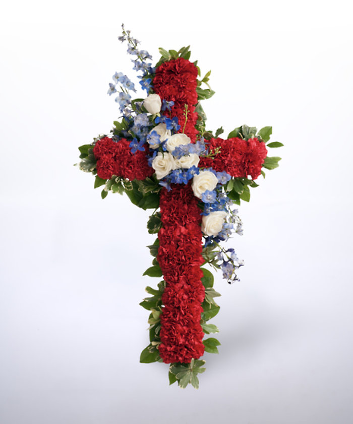 Red, White, Blue Funeral Cross