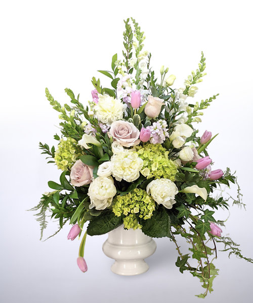 Green, Lavender, White Funeral Urn