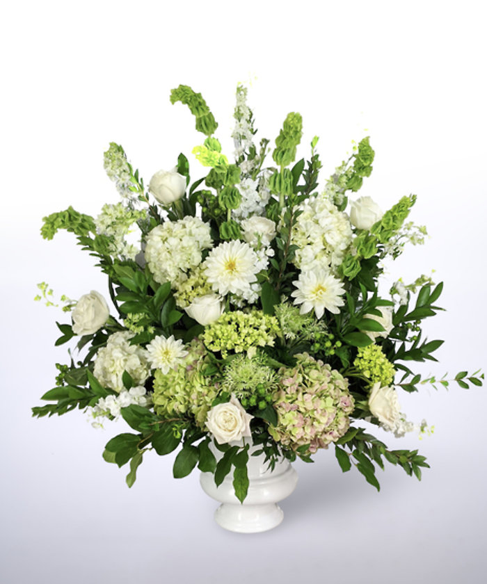 White & Green Funeral Urn