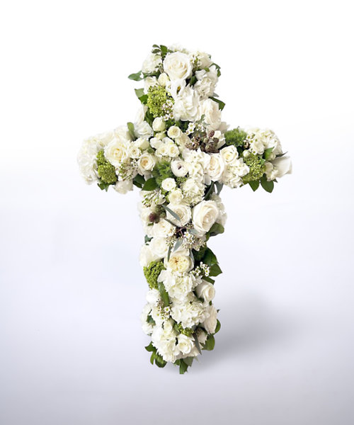 Radiant White Funeral Cross