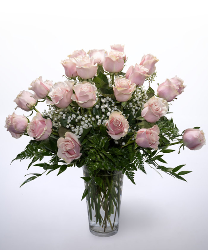 24 Pink Roses Vased