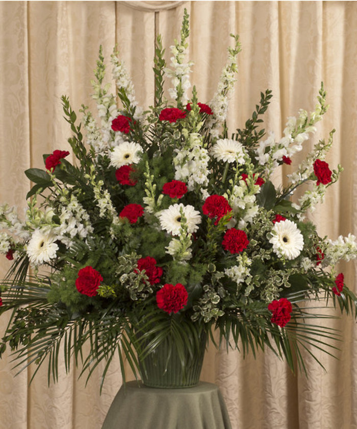 Red & White Funeral Urn