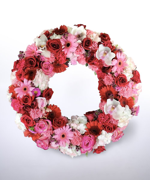 Pink, Red, White Funeral Wreath