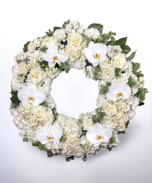 Elegant White Funeral Wreath