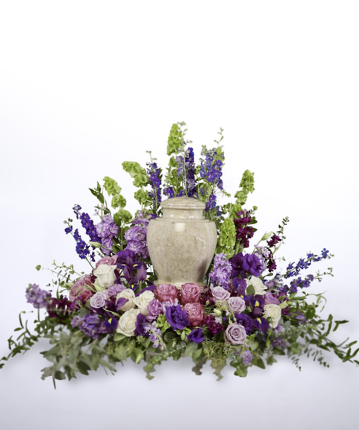 Purple & White Cremation Tribute