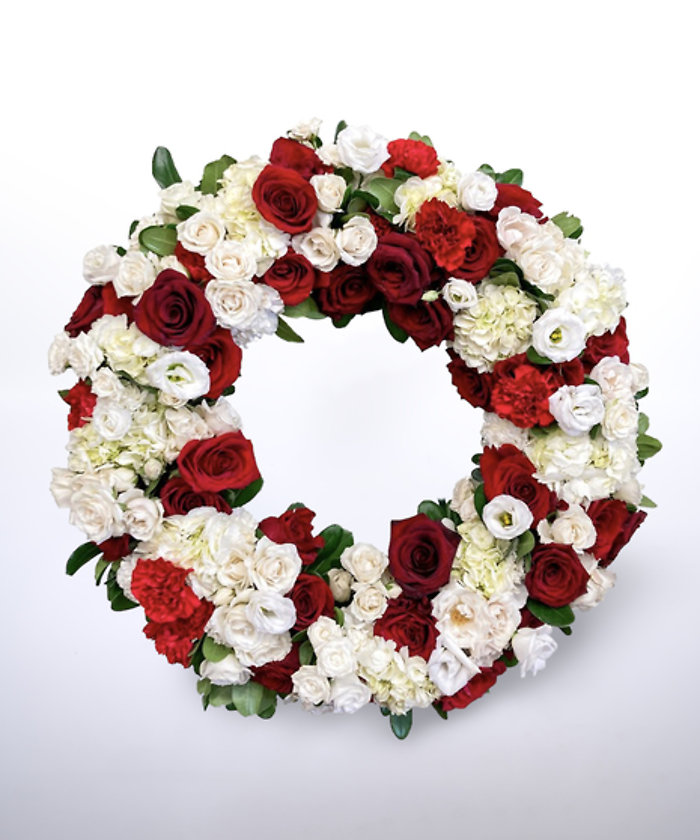 Red & White Funeral Wreath