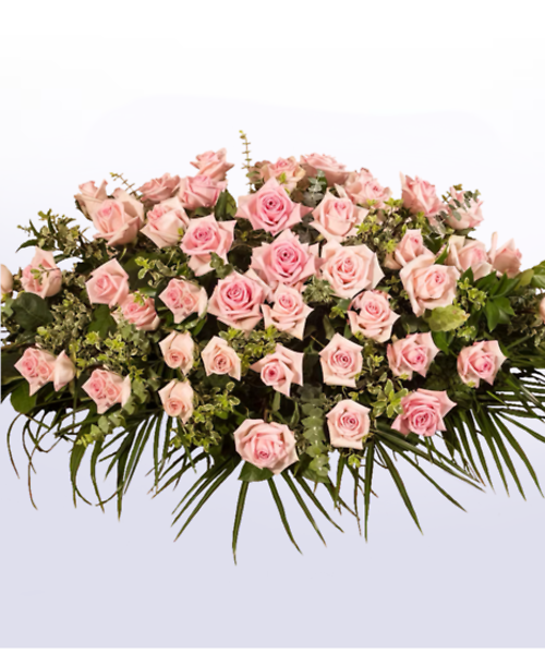 Pink Roses Casket Cover