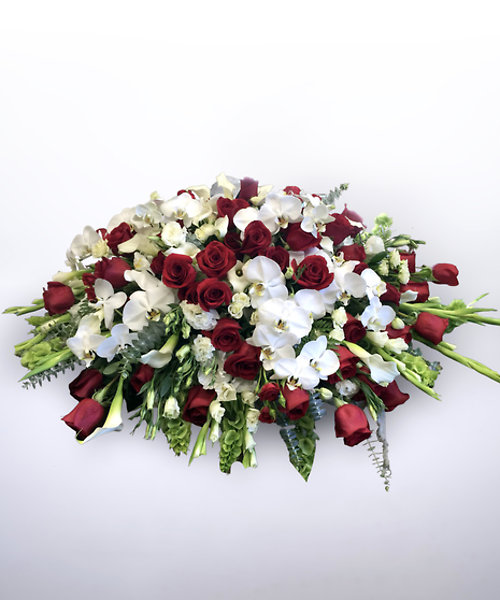 Red & White Devotion Casket Cover