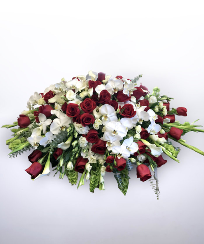 Red & White Devotion Casket Cover